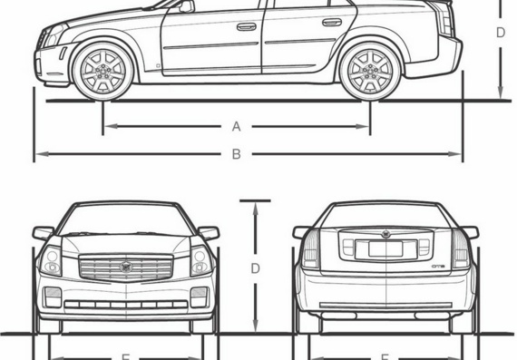 Cadillac CTS (2007) (Cadillac STS (2007)) - drawings (drawings) of the car